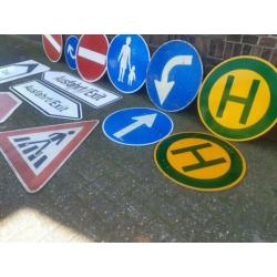 Partij vintage verkeersborden verkeer bord sign industriele