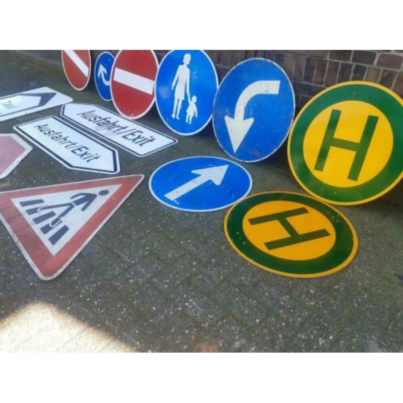 Partij vintage verkeersborden verkeer bord sign industriele