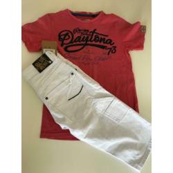 blue rebel kniebroek nieuw + shirt petrol mt 140