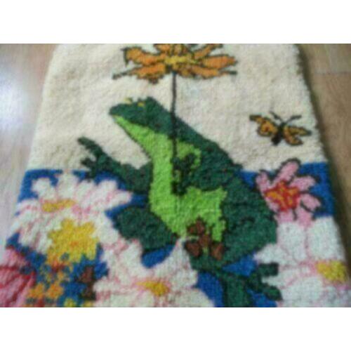 Smyrna wol wandkleed kikker 55 x 70 cm jaren 70 design retro
