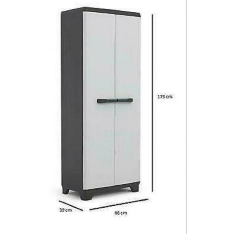 Keter Linear hoge kast voor in tuin/garage (PVC)