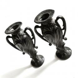 2 Art Nouveau Franse kandelaars