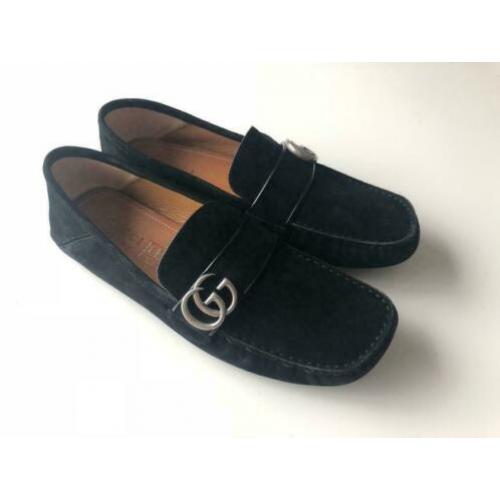 NIEUW Gucci Driver Loafers van Suede Double G Zwart Maat 43