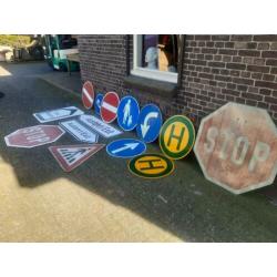 Partij vintage verkeersborden verkeer bord sign industriele