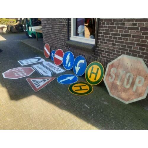 Partij vintage verkeersborden verkeer bord sign industriele