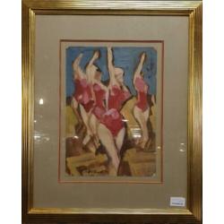 gouache, 51 x 35, ''Parade te Praag'',ges.Vojtech Tittelbach