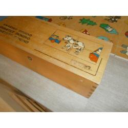Houten Kwartet Domino 60 stuks, in originele kist