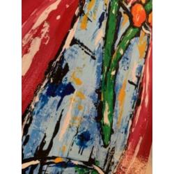 Zonnebloem kleurrijke kunst vol van verf