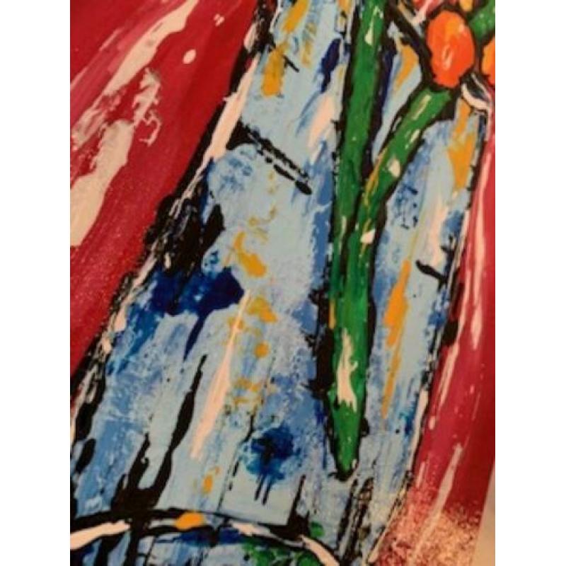 Zonnebloem kleurrijke kunst vol van verf