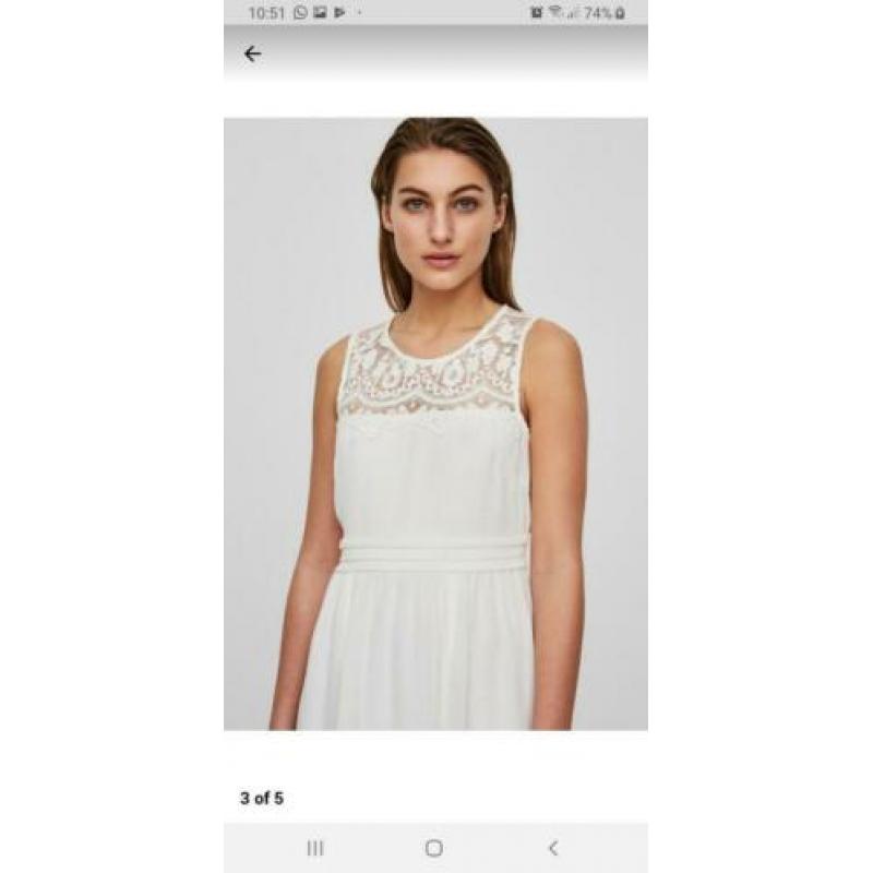 Vero moda jurk vanessa dress wit maat xl white 1x gedragen