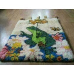 Smyrna wol wandkleed kikker 55 x 70 cm jaren 70 design retro