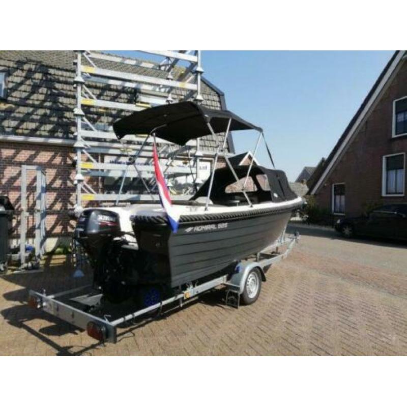 Admiral 525 met Suzuki 20 pk 4 takt en trailer. (bj 2014)