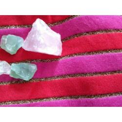 Roze, rood, goudglitter gestreept truitje in maat M/L