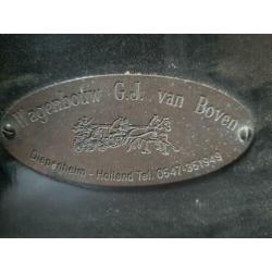 Ponywagen GJ van Boven incl enkelspantuig en 2 zwepen.