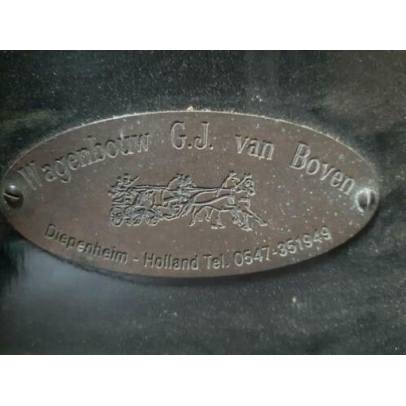 Ponywagen GJ van Boven incl enkelspantuig en 2 zwepen.