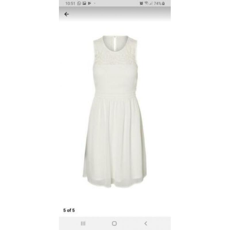 Vero moda jurk vanessa dress wit maat xl white 1x gedragen