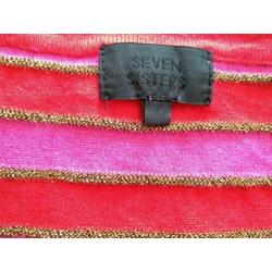 Roze, rood, goudglitter gestreept truitje in maat M/L