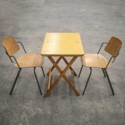 185 x Stokkum bistro tafels, vintage klaptafels hout. 777