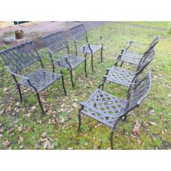 6 Weerbestendige degelijke aluminium tuinstoelen (zwart)