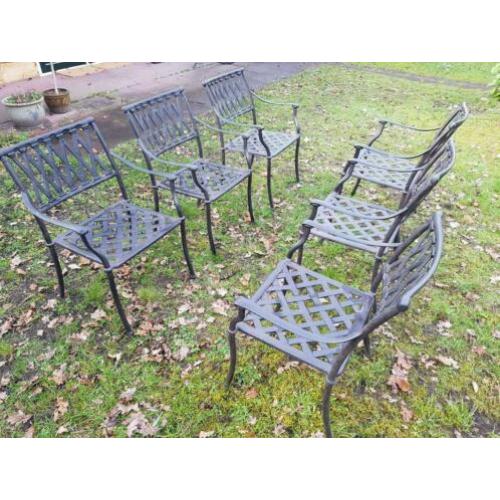 6 Weerbestendige degelijke aluminium tuinstoelen (zwart)