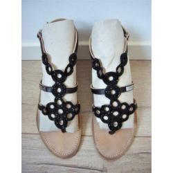 Leren Sandalen Les Tropeziennes boho festival Ibiza zwart 39
