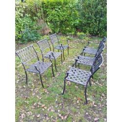 6 Weerbestendige degelijke aluminium tuinstoelen (zwart)