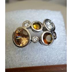 Maat 17 - Zilveren (925) ring met 6 (half) EDELSTENEN !!!!