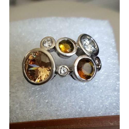 Maat 17 - Zilveren (925) ring met 6 (half) EDELSTENEN !!!!