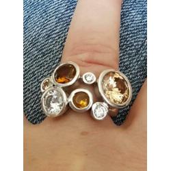 Maat 17 - Zilveren (925) ring met 6 (half) EDELSTENEN !!!!