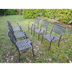 6 Weerbestendige degelijke aluminium tuinstoelen (zwart)