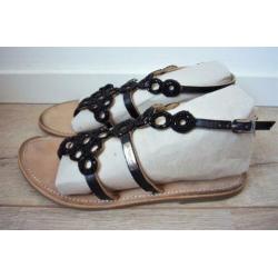 Leren Sandalen Les Tropeziennes boho festival Ibiza zwart 39