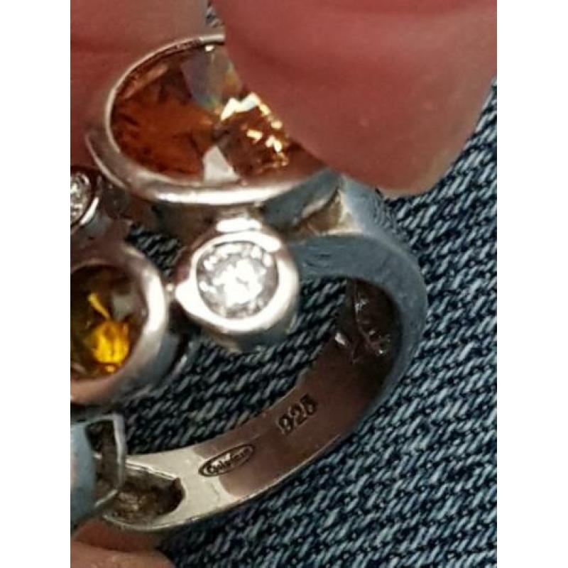 Maat 17 - Zilveren (925) ring met 6 (half) EDELSTENEN !!!!