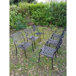 6 Weerbestendige degelijke aluminium tuinstoelen (zwart)