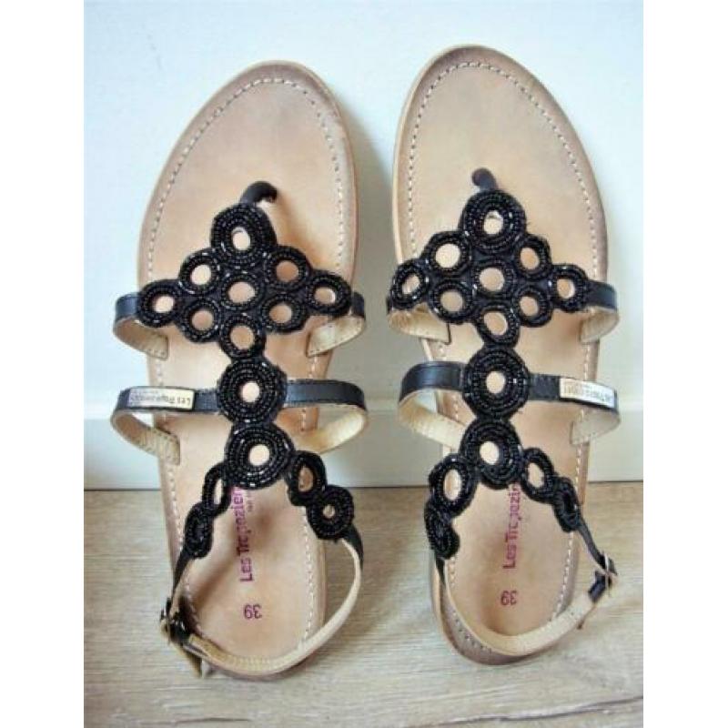 Leren Sandalen Les Tropeziennes boho festival Ibiza zwart 39