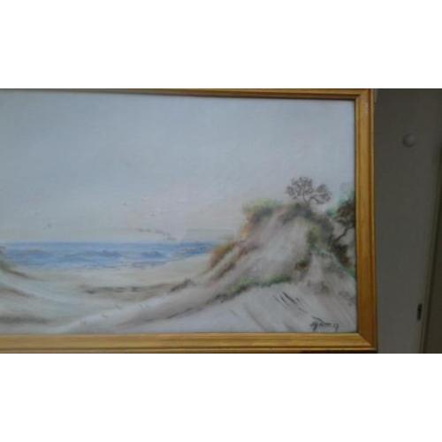 Pasteltekening van een duinlandschap