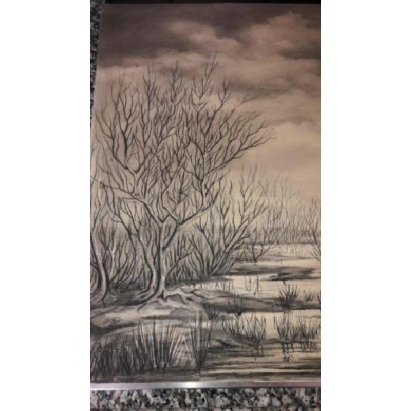 Oude houtskool tekening