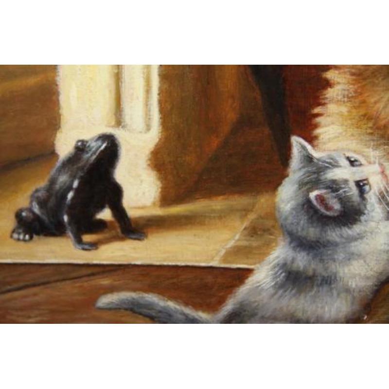 Bert Notenboom 1942-201 Haardvuur/Hond/3 Kittens/Int.