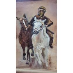 Olieverf schilderij " in Galop " gesigneerd G v V.