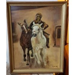 Olieverf schilderij " in Galop " gesigneerd G v V.