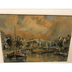 Schilderij M.L. Middelhoek - Brielle - Brug Maarland