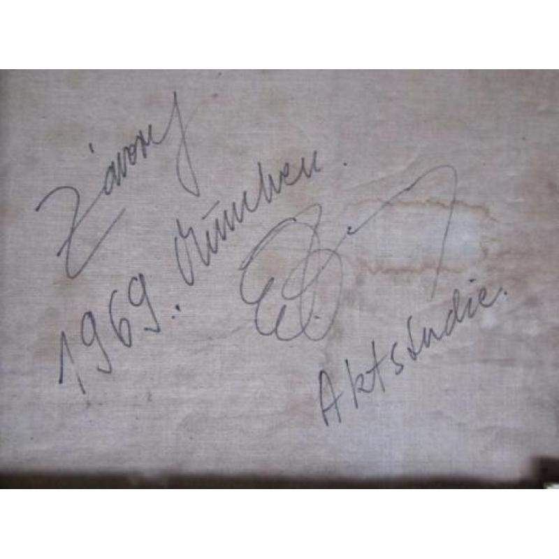 = doek 60 x 100 cm==GESIGNEERD==liggend vrouwelijk naakt==