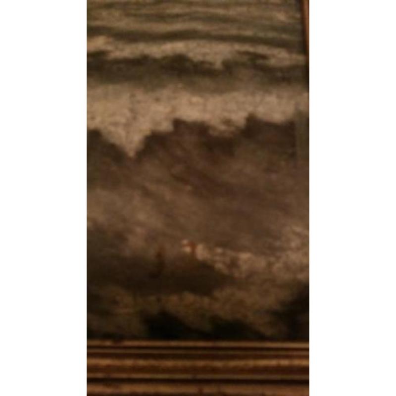 Mooi heel oud schilderij met boomschuiten