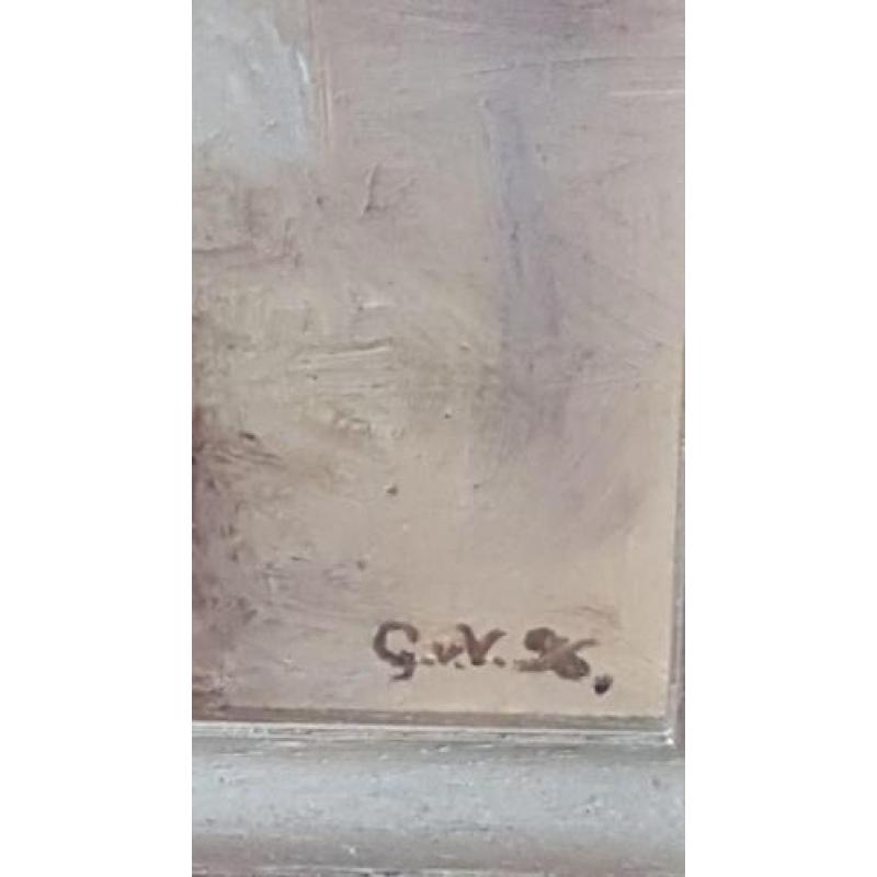 Olieverf schilderij " in Galop " gesigneerd G v V.