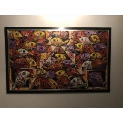 Schilderij met piranhas