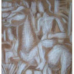 Hubert Bekman man te paard krijt tekening sculptuur ontwerp