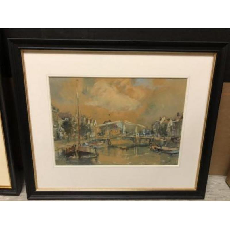 Schilderij M.L. Middelhoek - Brielle - Brug Maarland