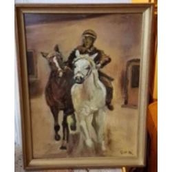 Olieverf schilderij " in Galop " gesigneerd G v V.