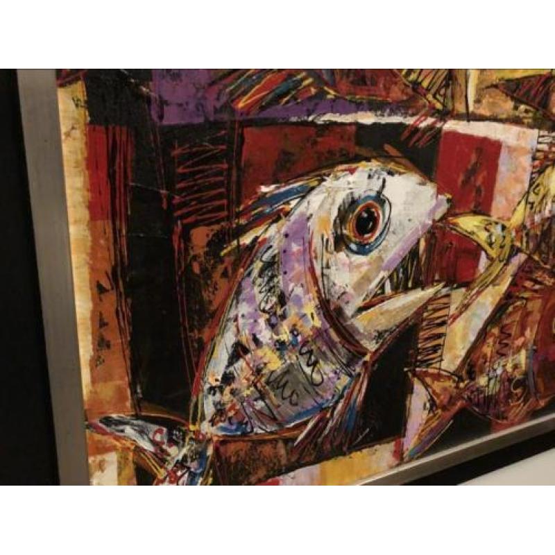 Schilderij met piranhas