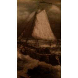 Mooi heel oud schilderij met boomschuiten