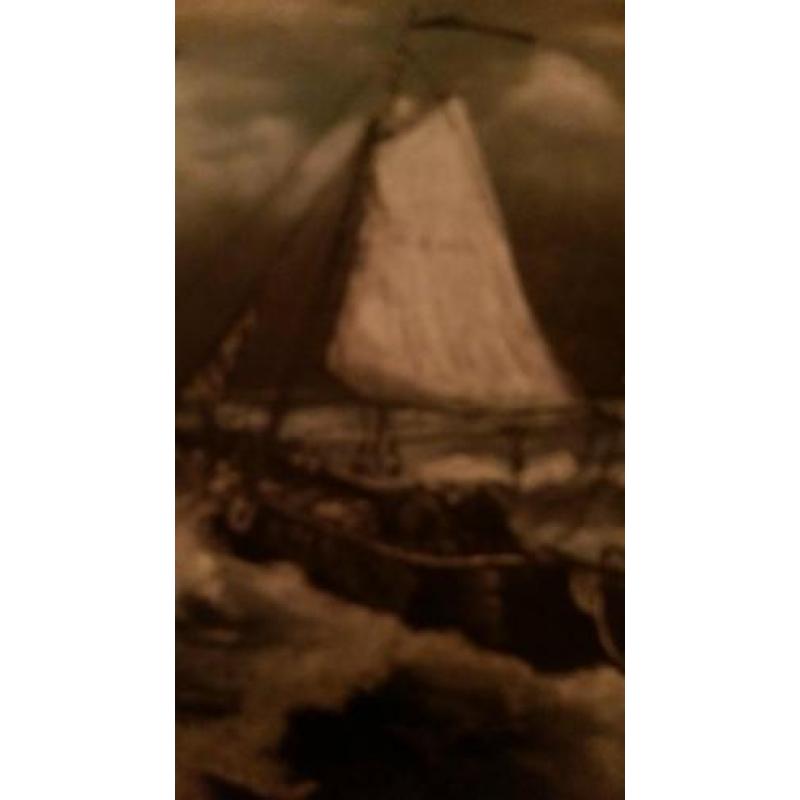 Mooi heel oud schilderij met boomschuiten